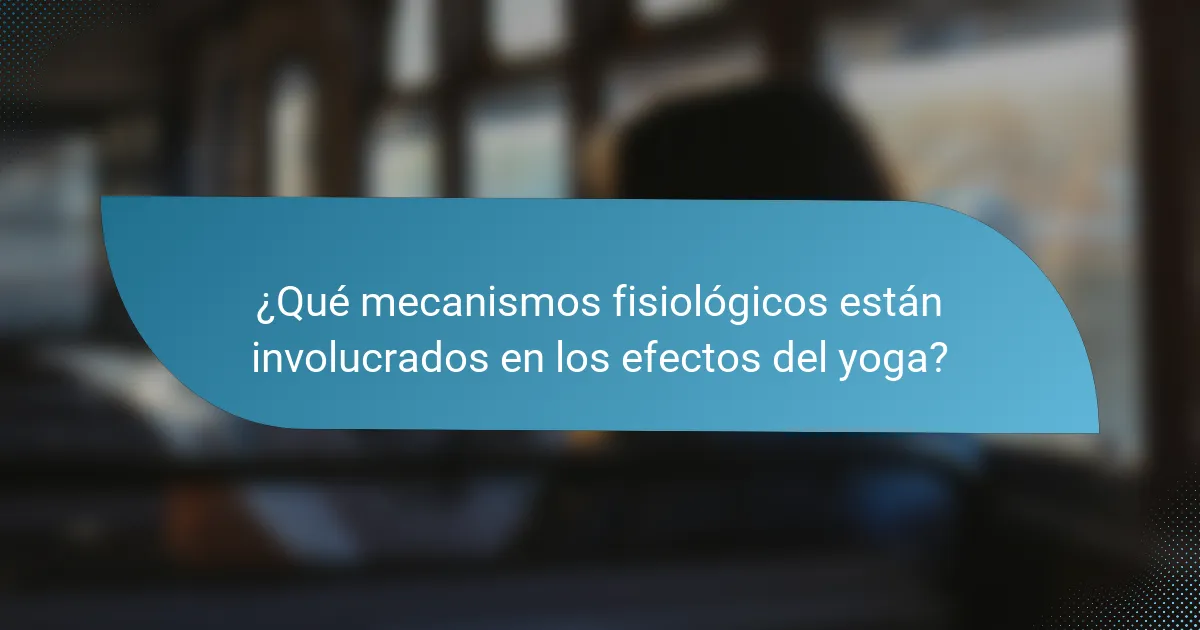 ¿Qué mecanismos fisiológicos están involucrados en los efectos del yoga?